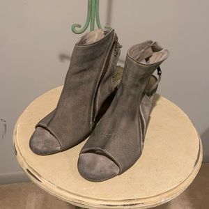 Diba True grey suede open toe wedges